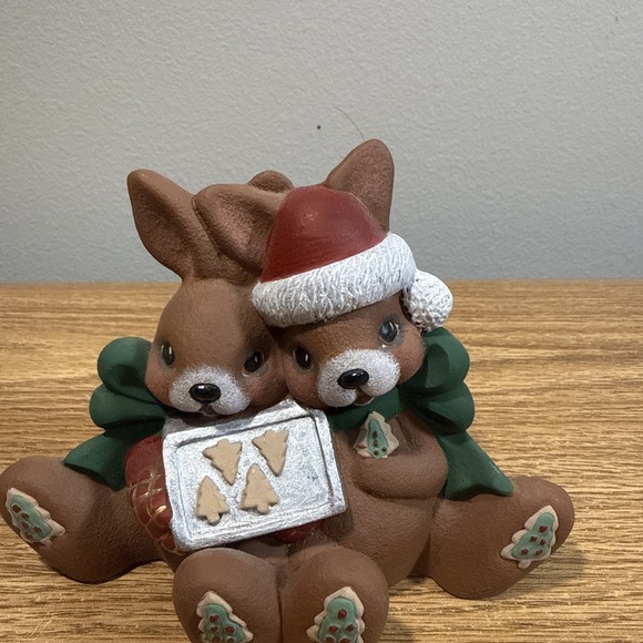 Ceramic Christmas Rabbits Baking - Picture 2 of 8